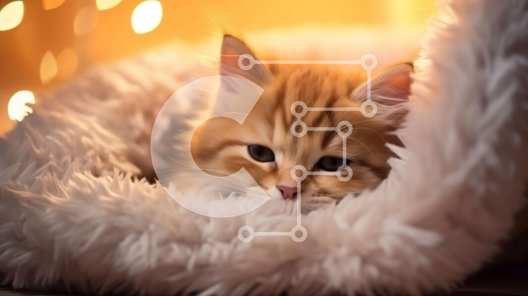 Σετ των 2 Intra Συλλεκτικό Ξύλινο Παζλ Plywood  4mm - Χαριτωμένο πορτοκαλί και λευκό γατάκι σε μια γούνινη κουβέρτα Σε Ξύλινο Κουτί - Διαστάσεις: 10x10 cm – 25 κομμάτια