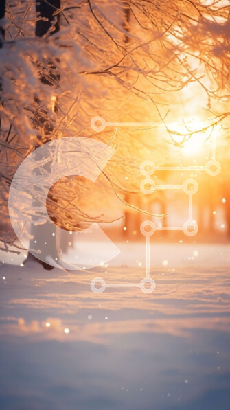 Intra Συλλεκτικό Ξύλινο Παζλ Plywood  4mm - Χιονισμένη χειμερινή σκηνή με δέντρα καλυμμένα με χιόνι στο ηλιοβασίλεμα Σε Ξύλινο Κουτί - Διαστάσεις Puzzle: 10x10 cm – 25 κομμάτια