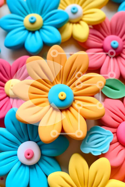 Intra Συλλεκτικό Ξύλινο Παζλ Plywood  4mm - Ομάδα πολύχρωμων πλαστικών λουλουδιών σε λευκή επιφάνεια Σε Ξύλινο Κουτί - Διαστάσεις Puzzle: 10x10 cm – 25 κομμάτια