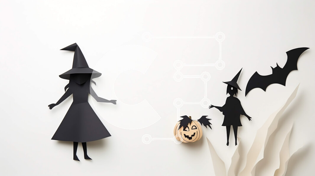 Intra Συλλεκτικό Ξύλινο Παζλ Plywood  4mm - Αποκοπές από χαρτί μάγισσας και νυχτερίδας απόκριες σε πορτοκαλί κολοκύθα Σε Ξύλινο Κουτί - Διαστάσεις Puzzle: 10x10 cm – 25 κομμάτια