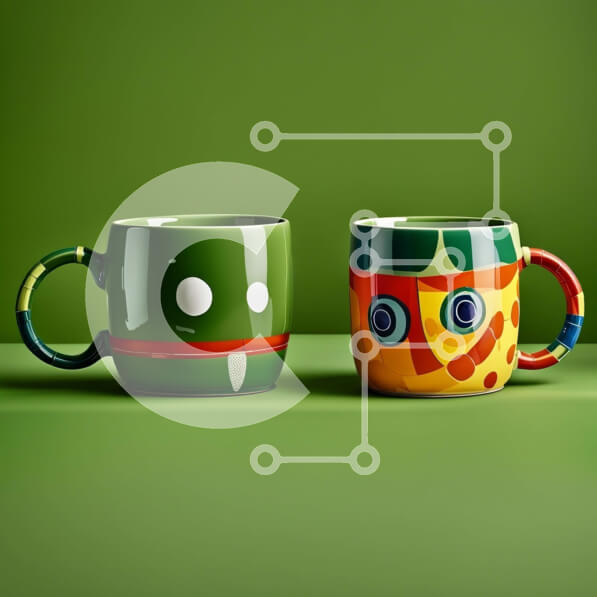 Intra Συλλεκτικό Ξύλινο Παζλ Plywood  4mm - Πολύχρωμες κούπες με σχέδια κινουμένων σχεδίων - εικόνα αρχείου Σε Ξύλινο Κουτί - Διαστάσεις: 10x10 cm – 25 κομμάτια