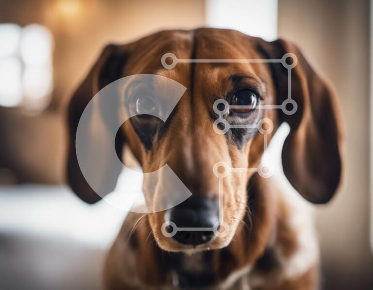 Σετ των 2 Intra Συλλεκτικό Ξύλινο Παζλ Plywood  4mm - Καφέ και μαύρο σκυλί κοιτάζοντας επίμονα την κάμερα Σε Ξύλινο Κουτί - Διαστάσεις: 10x10 cm – 25 κομμάτια