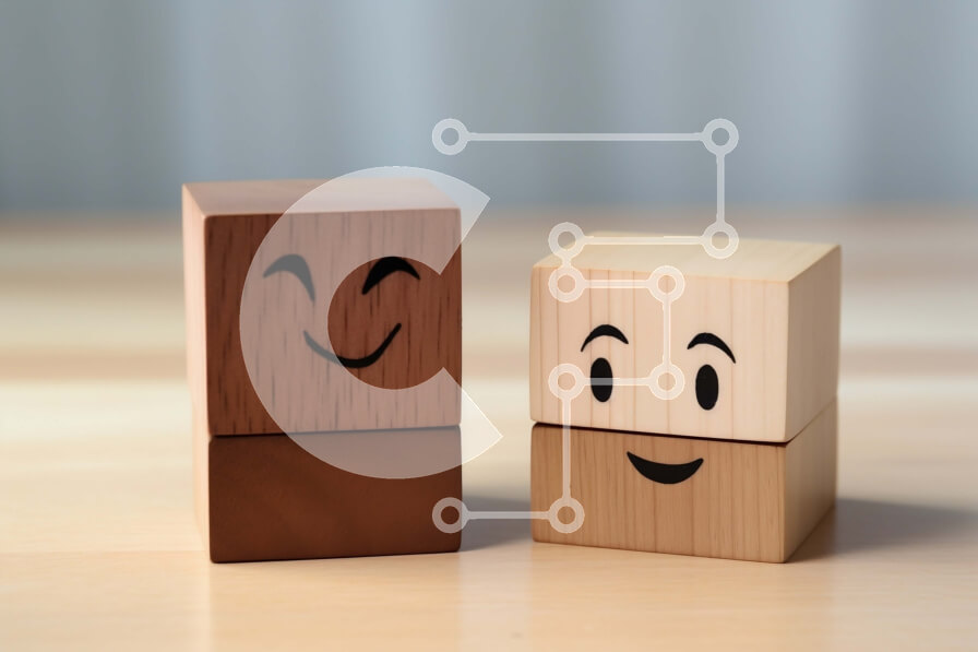 Intra Συλλεκτικό Ξύλινο Παζλ Plywood  4mm - Χαρούμενα και λυπημένα ξύλινα μπλοκ Σε Ξύλινο Κουτί - Διαστάσεις: 10x10 cm – 25 κομμάτια