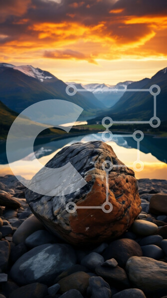 Σετ των 2 Intra Συλλεκτικό Ξύλινο Παζλ Plywood  4mm - Εκπληκτικό ηλιοβασίλεμα πάνω από την ορεινή λίμνη με δραματικό βράχο Σε Ξύλινο Κουτί - Διαστάσεις: 10x10 cm – 25 κομμάτια