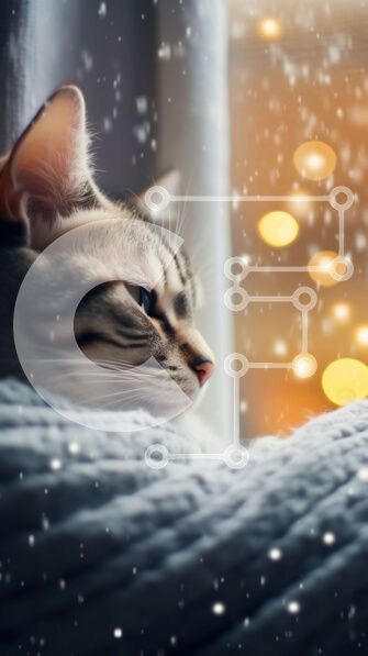 Σετ των 2 Intra Συλλεκτικό Ξύλινο Παζλ Plywood  4mm - Αξιολάτρευτη εικόνα μιας γάτας που κάθεται σε ένα χιονισμένο περβάζι Σε Ξύλινο Κουτί - Διαστάσεις: 10x10 cm – 25 κομμάτια