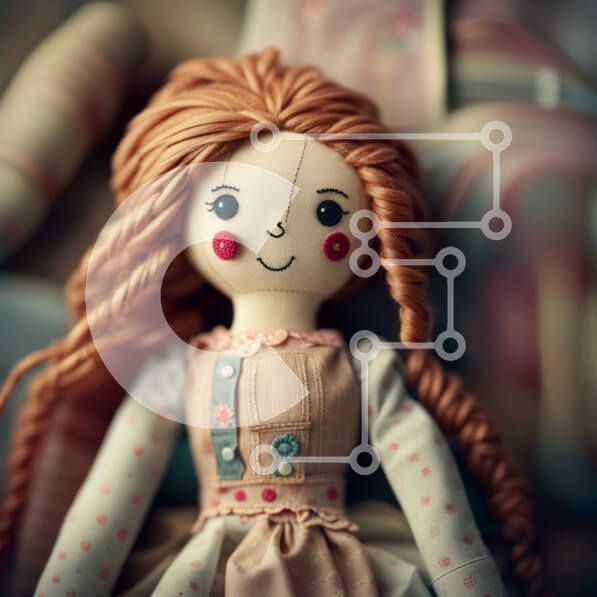 Σετ των 2 Intra Συλλεκτικό Ξύλινο Παζλ Plywood  4mm - Αξιολάτρευτη κούκλα με μακριά κόκκινα μαλλιά και καστανά μάτια Σε Ξύλινο Κουτί - Διαστάσεις: 10x10 cm – 25 κομμάτια