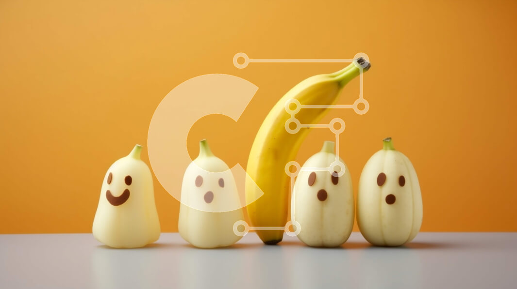 Σετ των 2 Intra Συλλεκτικό Ξύλινο Παζλ Plywood  4mm - Μπανάνες με πρόσωπα σε πορτοκαλί φόντο Σε Ξύλινο Κουτί - Διαστάσεις: 10x10 cm – 25 κομμάτια