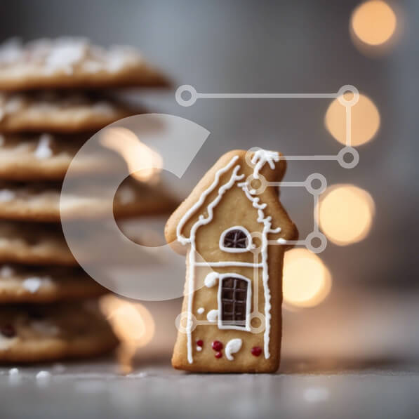 Intra Συλλεκτικό Ξύλινο Παζλ Plywood  4mm - Σπίτι με μελόψωμο σε στοίβες μπισκότων με εορταστικά φώτα Σε Ξύλινο Κουτί - Διαστάσεις: 10x10 cm – 25 κομμάτια