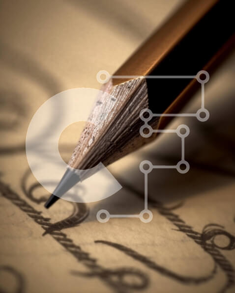 Intra Συλλεκτικό Ξύλινο Παζλ Plywood  4mm - Κοντινό πλάνο μολύβι σε χαρτί γραφή σε ξένη γλώσσα Σε Ξύλινο Κουτί - Διαστάσεις: 10x10 cm – 25 κομμάτια