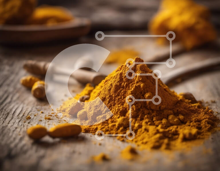 Σετ των 2 Intra Συλλεκτικό Ξύλινο Παζλ Plywood  4mm - Σωρός κουρκουμά σε σκόνη σε ξύλινη επιφάνεια Σε Ξύλινο Κουτί - Διαστάσεις: 10x10 cm – 25 κομμάτια