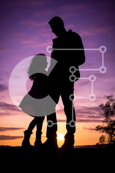 Intra Συλλεκτικό Ξύλινο Παζλ Plywood  4mm - Συγκινητική ηλιοβασίλεμα σιλουέτα του πατέρα και της κόρης Σε Ξύλινο Κουτί - Διαστάσεις Puzzle: 10x10 cm – 25 κομμάτια