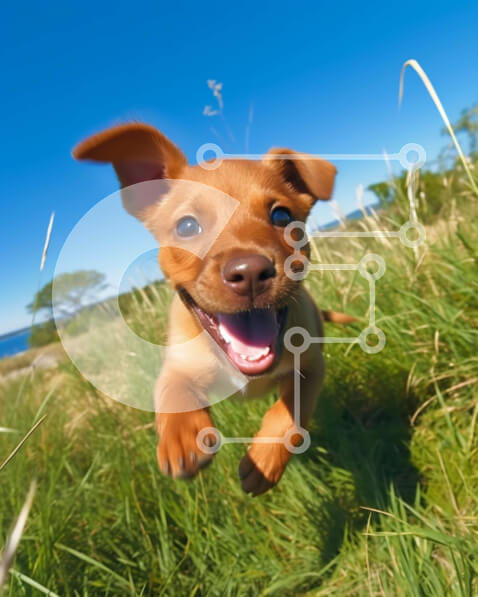 Σετ των 2 Intra Συλλεκτικό Ξύλινο Παζλ Plywood  4mm - Καφέ σκύλος που τρέχει σε ένα χωράφι - χαρούμενος και ελεύθερος Σε Ξύλινο Κουτί - Διαστάσεις: 10x10 cm – 25 κομμάτια