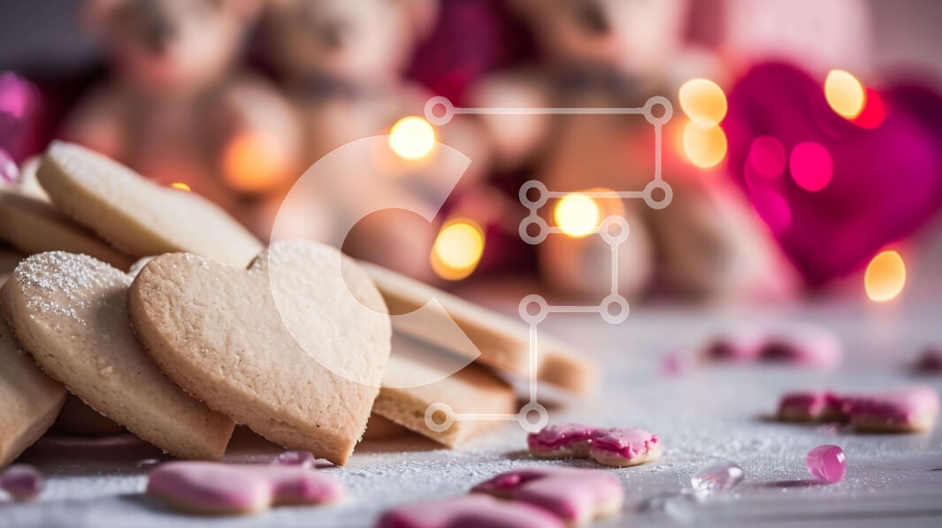 Intra Συλλεκτικό Ξύλινο Παζλ Plywood  4mm - Ρομαντικά μπισκότα για την ημέρα του Αγίου Βαλεντίνου και αρκουδάκια Σε Ξύλινο Κουτί - Διαστάσεις Puzzle: 10x10 cm – 25 κομμάτια