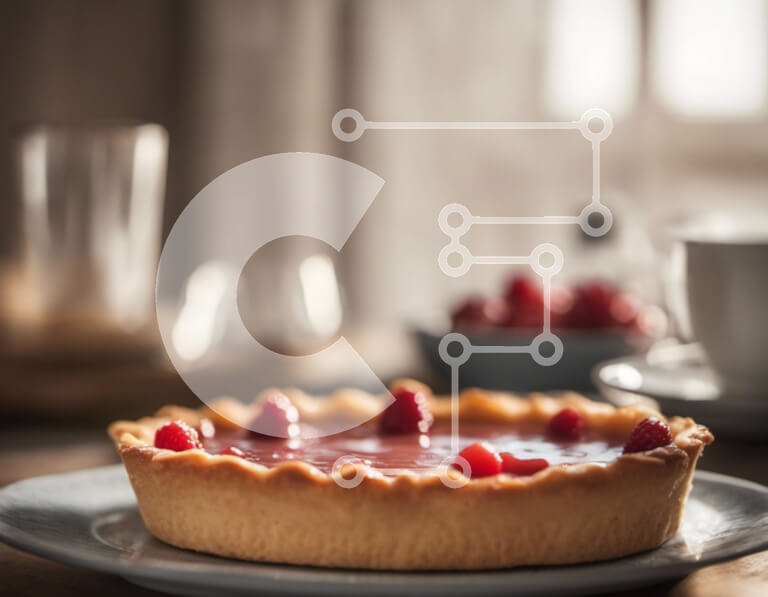 Σετ των 2 Intra Συλλεκτικό Ξύλινο Παζλ Plywood  4mm - Φρεσκοψημένη πίτα βατόμουρου σε ένα τραπέζι Σε Ξύλινο Κουτί - Διαστάσεις: 10x10 cm – 25 κομμάτια