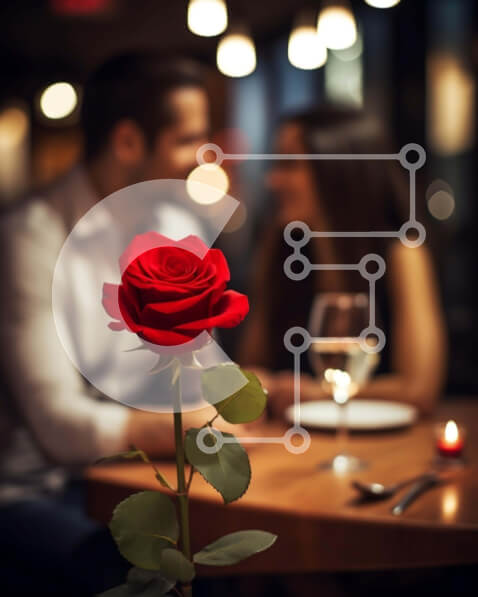 Intra Συλλεκτικό Ξύλινο Παζλ Plywood  4mm - Ρομαντικό δείπνο με ένα κόκκινο τριαντάφυλλο Σε Ξύλινο Κουτί - Διαστάσεις Puzzle: 10x10 cm – 25 κομμάτια