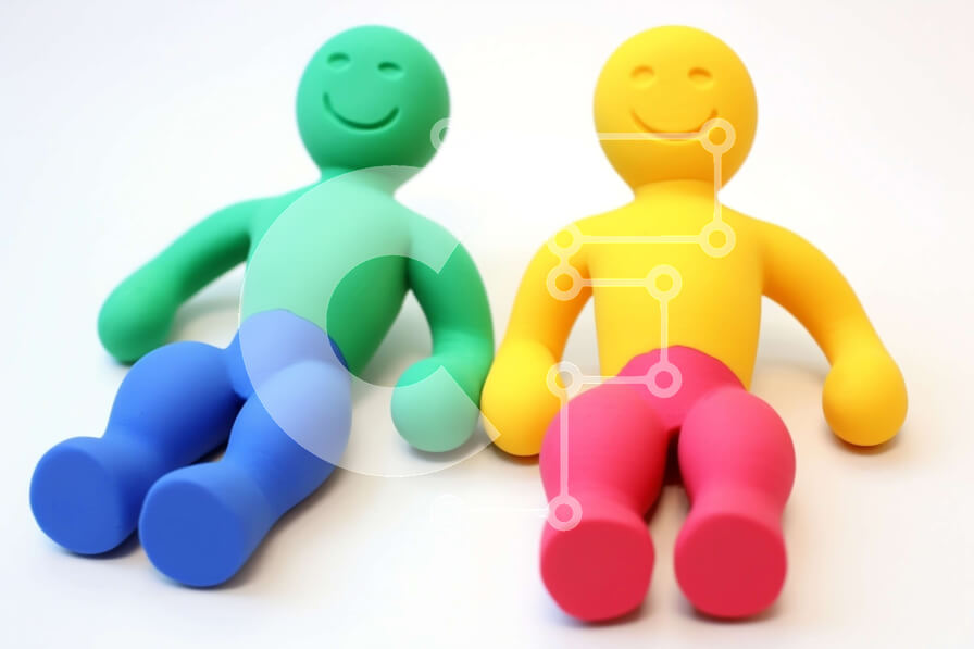 Intra Συλλεκτικό Ξύλινο Παζλ Plywood  4mm - Πολύχρωμες πλαστικές φιγούρες καθισμένες σε λευκή επιφάνεια Σε Ξύλινο Κουτί - Διαστάσεις Puzzle: 10x10 cm – 25 κομμάτια