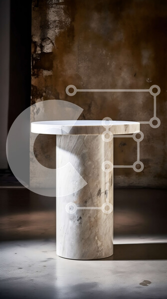 Intra Συλλεκτικό Ξύλινο Παζλ Plywood  4mm - Κομψό και απλό στρογγυλό λευκό μαρμάρινο τραπέζι με βάση βάθρου Σε Ξύλινο Κουτί - Διαστάσεις Puzzle: 10x10 cm – 25 κομμάτια