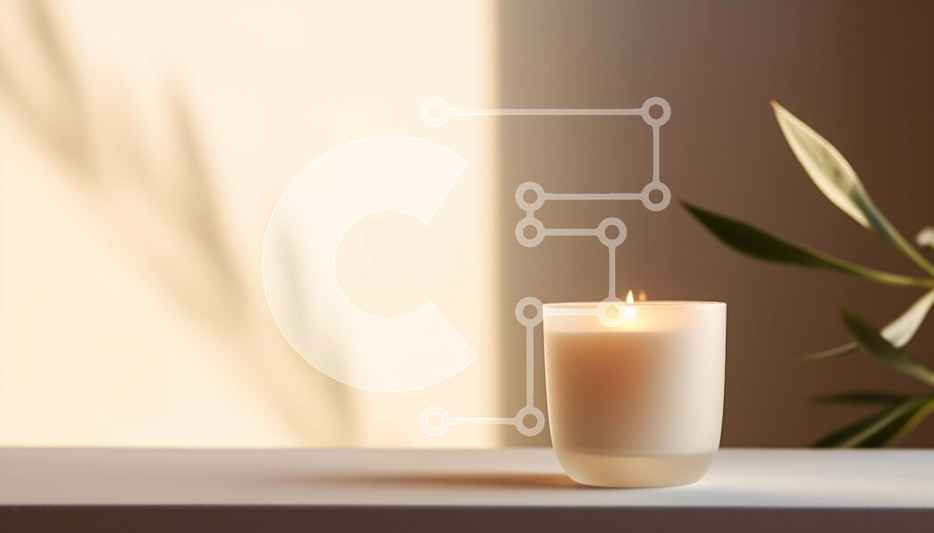 Intra Συλλεκτικό Ξύλινο Παζλ Plywood  4mm - Κερί σε λευκό πάγκο με πράσινο φυτό Σε Ξύλινο Κουτί - Διαστάσεις Puzzle: 10x10 cm – 25 κομμάτια