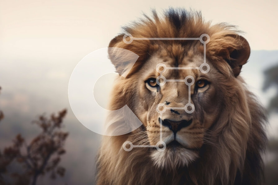 Σετ των 2 Intra Συλλεκτικό Ξύλινο Παζλ Plywood  4mm - Ομιχλώδες πορτρέτο λιονταριού Σε Ξύλινο Κουτί - Διαστάσεις: 10x10 cm – 25 κομμάτια