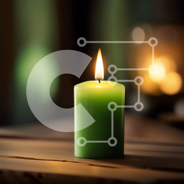 Intra Συλλεκτικό Ξύλινο Παζλ Plywood  4mm - Χαλαρωτική εικόνα του πράσινου κεριού σε ένα σπα ή κέντρο ευεξίας Σε Ξύλινο Κουτί - Διαστάσεις Puzzle: 10x10 cm – 25 κομμάτια