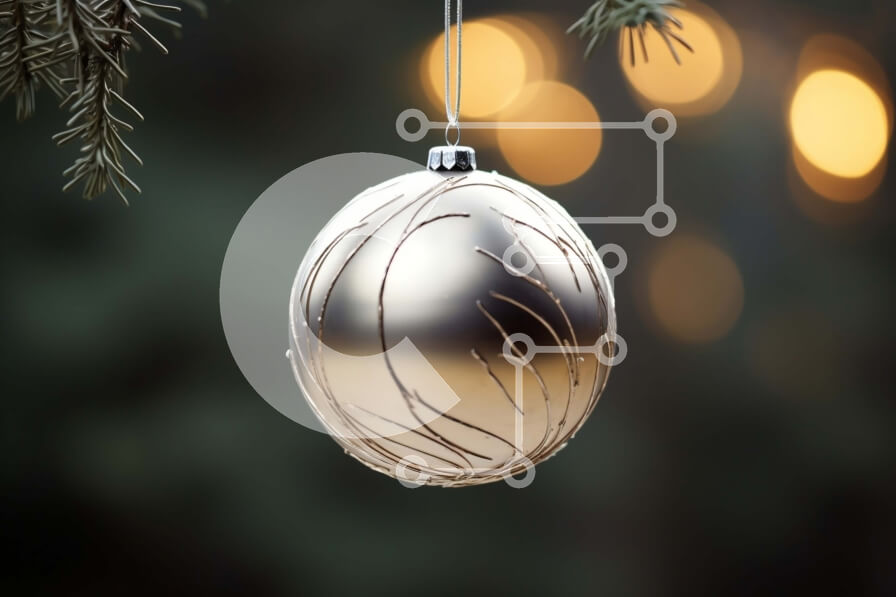 Intra Συλλεκτικό Ξύλινο Παζλ Plywood  4mm - Στολίδι με χρυσή μπάλα που κρέμεται από κλαδί δέντρου Σε Ξύλινο Κουτί - Διαστάσεις: 10x10 cm – 25 κομμάτια