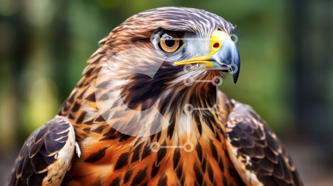 Σετ των 2 Intra Συλλεκτικό Ξύλινο Παζλ Plywood  4mm - Εκπληκτική φωτογραφία από κοντά με το κεφάλι ενός γερακιού και τα διαπεραστικά μάτια Σε Ξύλινο Κουτί - Διαστάσεις: 10x10 cm – 25 κομμάτια