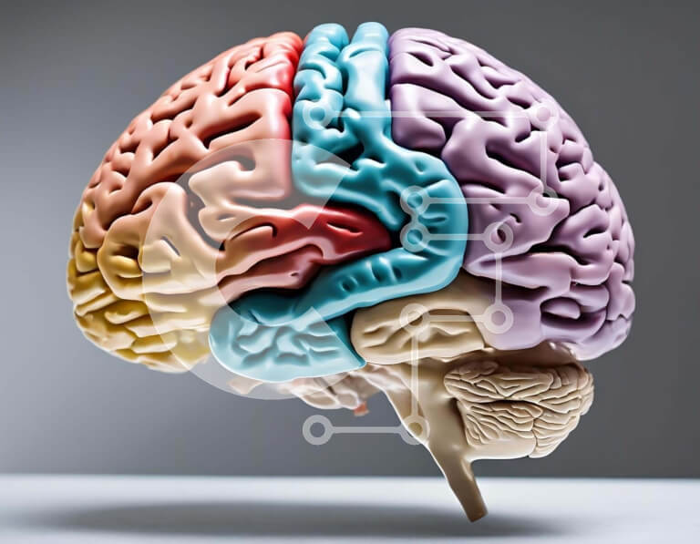 Intra Συλλεκτικό Ξύλινο Παζλ Plywood  4mm - Πολύχρωμο μοντέλο ανθρώπινου εγκεφάλου με αποκομμένο ιστό Σε Ξύλινο Κουτί - Διαστάσεις Puzzle: 10x10 cm – 25 κομμάτια