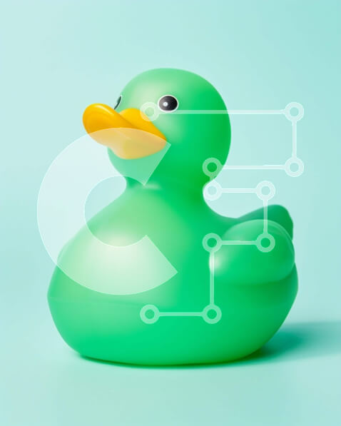 Intra Συλλεκτικό Ξύλινο Παζλ Plywood  4mm - Πράσινο παιχνίδι πάπιας από καουτσούκ σε μπλε φόντο Σε Ξύλινο Κουτί - Διαστάσεις: 10x10 cm – 25 κομμάτια