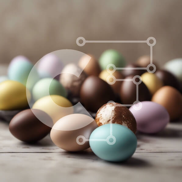 Intra Συλλεκτικό Ξύλινο Παζλ Plywood  4mm - Πολύχρωμα Πασχαλινά αυγά σε ξύλινο τραπέζι Σε Ξύλινο Κουτί - Διαστάσεις: 10x10 cm – 25 κομμάτια