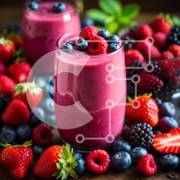 Σετ των 2 Intra Συλλεκτικό Ξύλινο Παζλ Plywood  4mm - Νόστιμο ποτήρι ροζ Smoothie με φρέσκα μούρα και φρούτα Σε Ξύλινο Κουτί - Διαστάσεις: 10x10 cm – 25 κομμάτια