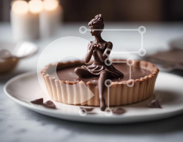 Σετ των 2 Intra Συλλεκτικό Ξύλινο Παζλ Plywood  4mm - Τάρτα καλυμμένη με σοκολάτα με γλυπτή σοκολατένια φιγούρα Σε Ξύλινο Κουτί - Διαστάσεις: 10x10 cm – 25 κομμάτια