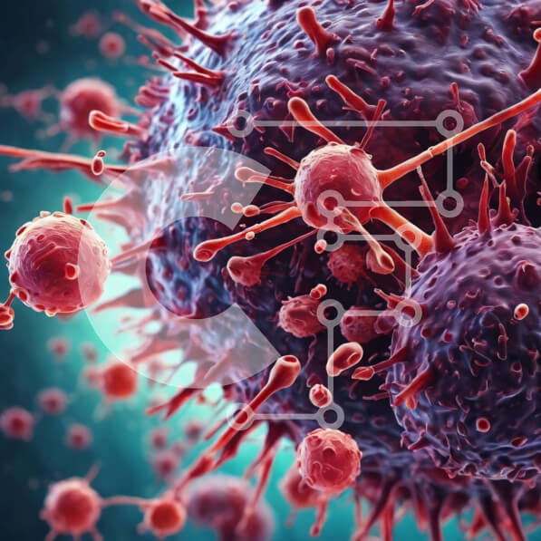 Intra Συλλεκτικό Ξύλινο Παζλ Plywood  4mm - Απεικόνιση των καρκινικών κυττάρων και των ερυθρών αιμοσφαιρίων Σε Ξύλινο Κουτί - Διαστάσεις Puzzle: 10x10 cm – 25 κομμάτια