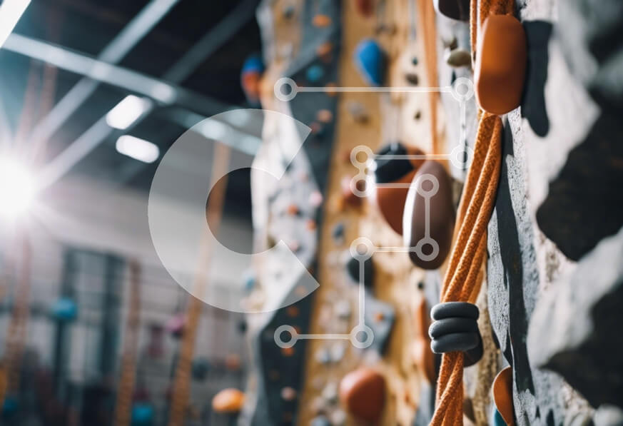 Intra Συλλεκτικό Ξύλινο Παζλ Plywood  4mm - Εσωτερικό γυμναστήριο αναρρίχησης βράχου με πολύχρωμους τοίχους Σε Ξύλινο Κουτί - Διαστάσεις Puzzle: 10x10 cm – 25 κομμάτια