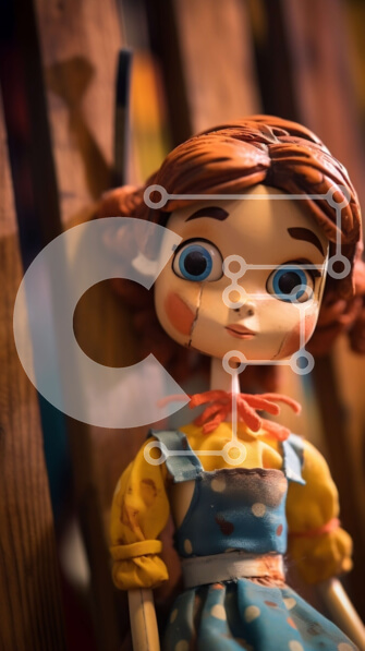 Intra Συλλεκτικό Ξύλινο Παζλ Plywood  4mm - Γοητευτική κούκλα με μπλε μάτια και κόκκινα μαλλιά Σε Ξύλινο Κουτί - Διαστάσεις: 10x10 cm – 25 κομμάτια