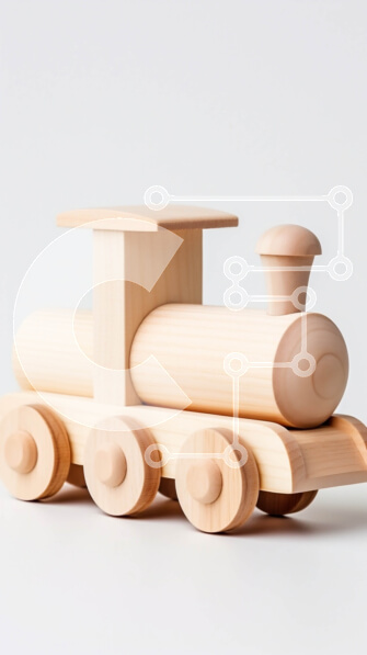 Intra Συλλεκτικό Ξύλινο Παζλ Plywood  4mm - Κλασικό ξύλινο τρένο παιχνιδιών σε καθαρό λευκό φόντο Σε Ξύλινο Κουτί - Διαστάσεις: 10x10 cm – 25 κομμάτια