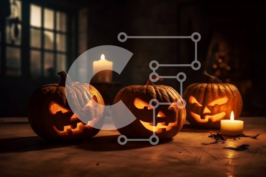 Intra Συλλεκτικό Ξύλινο Παζλ Plywood  4mm - Απόκοσμες σκαλιστές κολοκύθες με λαμπερά μάτια και κερί Σε Ξύλινο Κουτί - Διαστάσεις: 10x10 cm – 25 κομμάτια