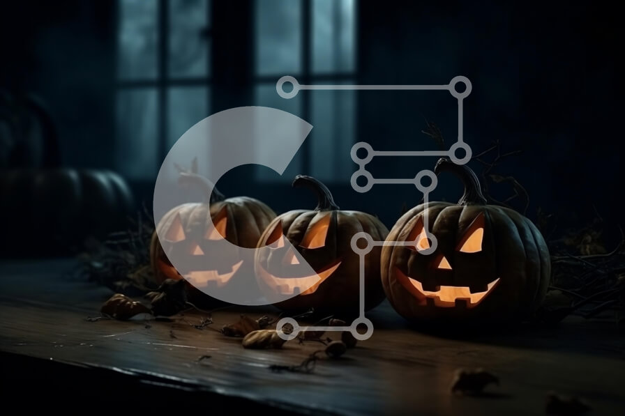 Intra Συλλεκτικό Ξύλινο Παζλ Plywood  4mm - Απόκοσμες κολοκύθες αποκριών στο τραπέζι με παράθυρο στο φόντο Σε Ξύλινο Κουτί - Διαστάσεις: 10x10 cm – 25 κομμάτια