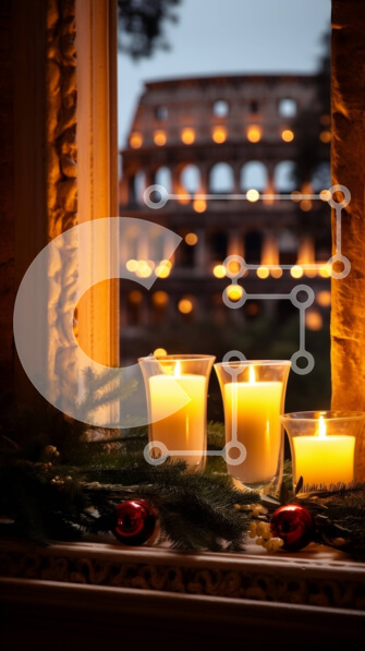 Intra Συλλεκτικό Ξύλινο Παζλ Plywood  4mm - Κεριά μπροστά από το Κολοσσαίο τη νύχτα Σε Ξύλινο Κουτί - Διαστάσεις Puzzle: 10x10 cm – 25 κομμάτια