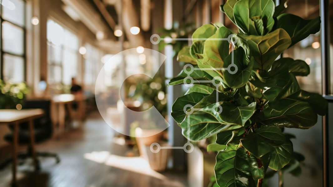 Intra Συλλεκτικό Ξύλινο Παζλ Plywood  4mm - Ανοιχτός χώρος γραφείου με φυτά σε γλάστρες και ράφια Σε Ξύλινο Κουτί - Διαστάσεις Puzzle: 10x10 cm – 25 κομμάτια