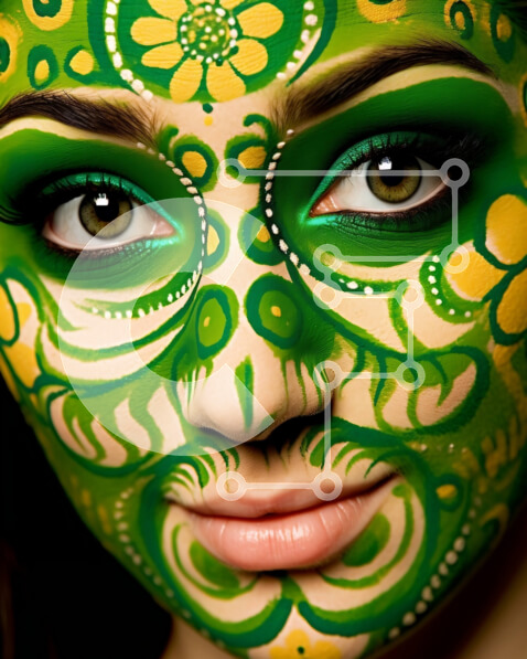 Intra Συλλεκτικό Ξύλινο Παζλ Plywood  4mm - Όμορφη γυναίκα με μοναδικό σχέδιο μακιγιάζ με λουλούδια Σε Ξύλινο Κουτί - Διαστάσεις Puzzle: 10x10 cm – 25 κομμάτια