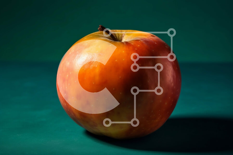 Σετ των 2 Intra Συλλεκτικό Ξύλινο Παζλ Plywood  4mm - Φρέσκο ​​και ζουμερό μήλο σε άσπρο φόντο Σε Ξύλινο Κουτί - Διαστάσεις: 10x10 cm – 25 κομμάτια