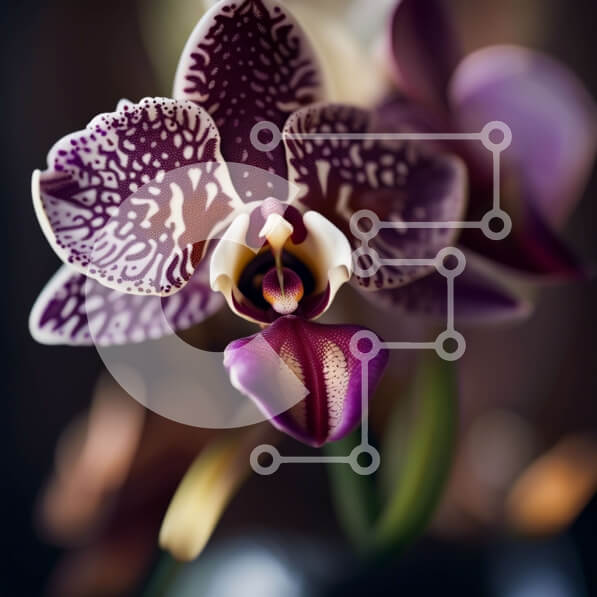 Intra Συλλεκτικό Ξύλινο Παζλ Plywood  4mm - Όμορφη κοντινή λήψη μιας μωβ και λευκής ορχιδέας Σε Ξύλινο Κουτί - Διαστάσεις: 10x10 cm – 25 κομμάτια