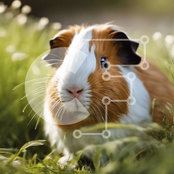 Intra Συλλεκτικό Ξύλινο Παζλ Plywood  4mm - Καφέ και άσπρο ινδικό χοιρίδιο σε ένα χωράφι με πράσινο γρασίδι Σε Ξύλινο Κουτί - Διαστάσεις: 10x10 cm – 25 κομμάτια