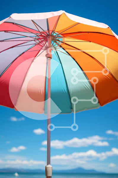 Intra Συλλεκτικό Ξύλινο Παζλ Plywood  4mm - Ζωντανή ομπρέλα παραλίας σε μια όμορφη ηλιόλουστη μέρα Σε Ξύλινο Κουτί - Διαστάσεις Puzzle: 10x10 cm – 25 κομμάτια