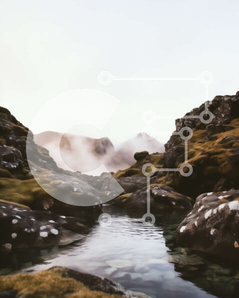 Intra Συλλεκτικό Ξύλινο Παζλ Plywood  4mm - Moody τοπίο μιας βραχώδους κοιλάδας με ένα ρέον ρεύμα Σε Ξύλινο Κουτί - Διαστάσεις: 10x10 cm – 25 κομμάτια