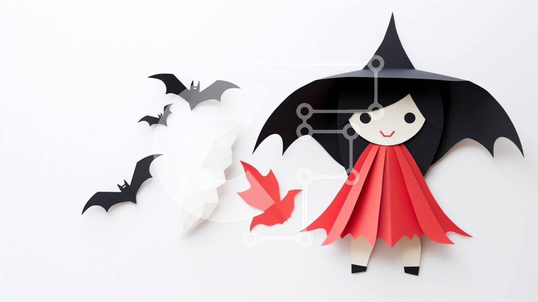 Intra Συλλεκτικό Ξύλινο Παζλ Plywood  4mm - Αξιολάτρευτη μάγισσα κομμένη από χαρτί για το Halloween Σε Ξύλινο Κουτί - Διαστάσεις Puzzle: 10x10 cm – 25 κομμάτια