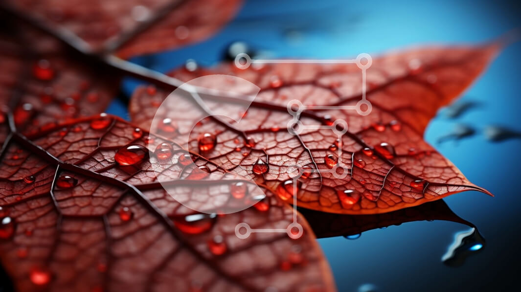 Intra Συλλεκτικό Ξύλινο Παζλ Plywood  4mm - Όμορφη κινηματογράφηση σε πρώτο πλάνο ενός κόκκινου φύλλου με σταγονίδια νερού Σε Ξύλινο Κουτί - Διαστάσεις: 10x10 cm – 25 κομμάτια