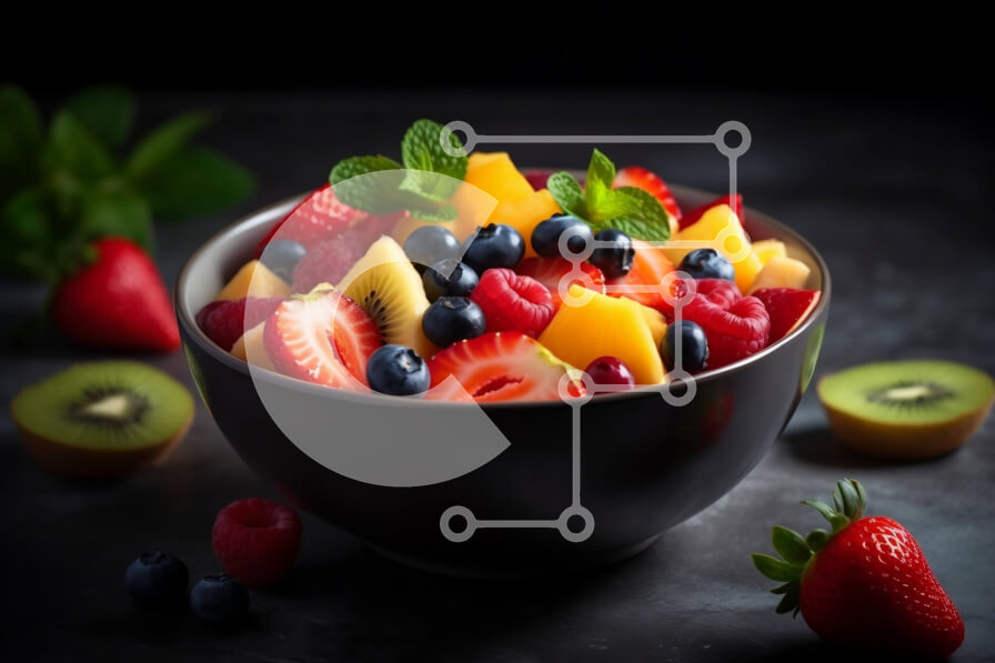 Σετ των 2 Intra Συλλεκτικό Ξύλινο Παζλ Plywood  4mm - Νόστιμη φρουτοσαλάτα με ακτινίδιο, φράουλες και βατόμουρα Σε Ξύλινο Κουτί - Διαστάσεις: 10x10 cm – 25 κομμάτια