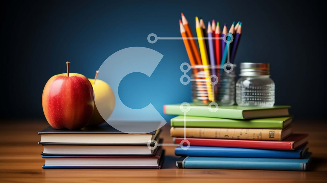 Intra Συλλεκτικό Ξύλινο Παζλ Plywood  4mm - Στοίβα βιβλίων με το Apple στο τραπέζι Σε Ξύλινο Κουτί - Διαστάσεις Puzzle: 10x10 cm – 25 κομμάτια