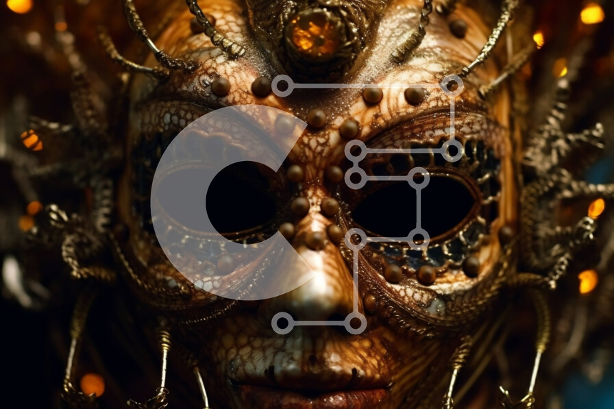 Intra Συλλεκτικό Ξύλινο Παζλ Plywood  4mm - Περίπλοκα διακοσμημένη μάσκα βενετσιάνικου στιλ σε γυναικείο πρόσωπο Σε Ξύλινο Κουτί - Διαστάσεις Puzzle: 10x10 cm – 25 κομμάτια